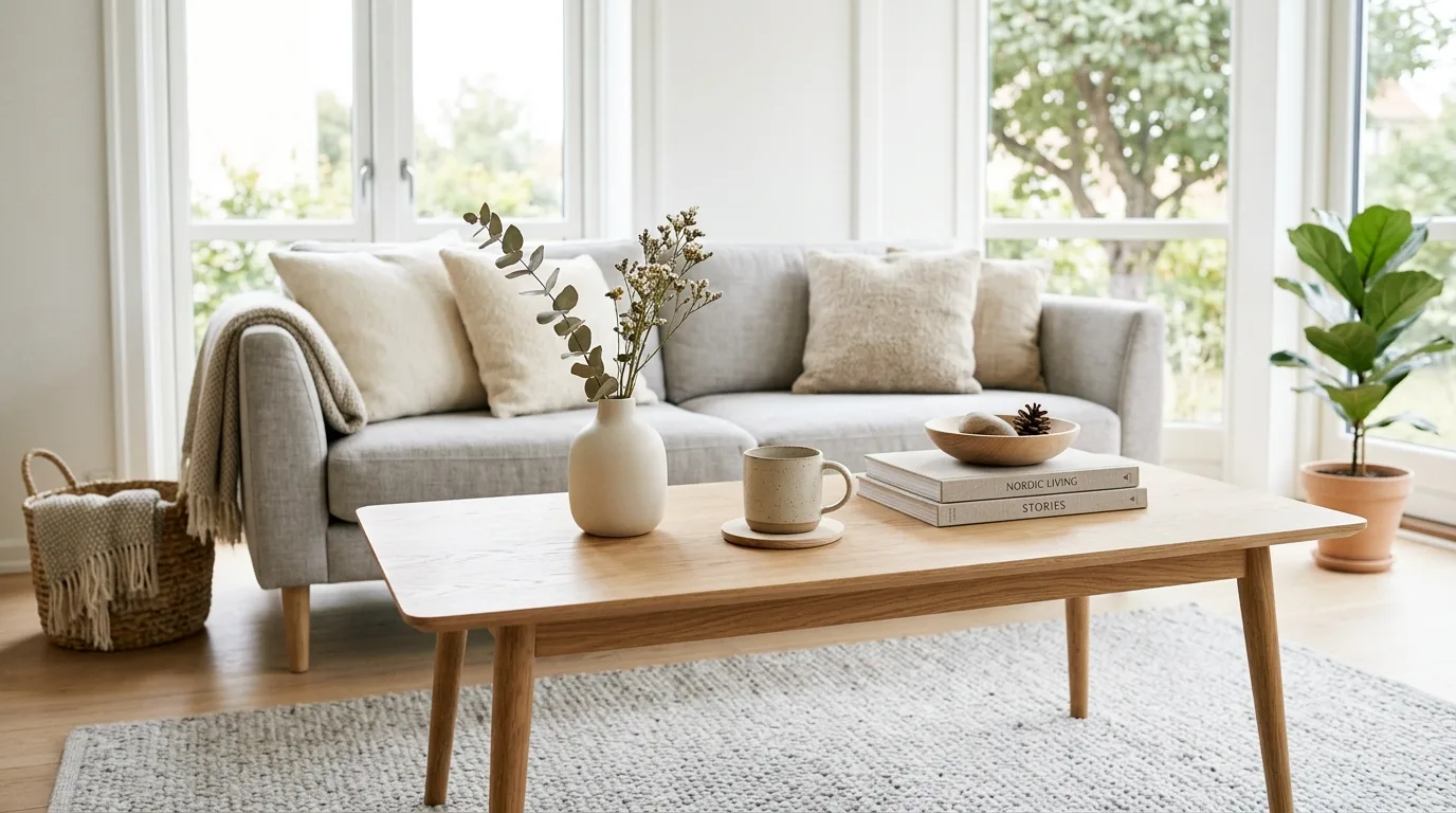 Balance practical pieces with decorative ones inspiration for a coffee table centerpiece.